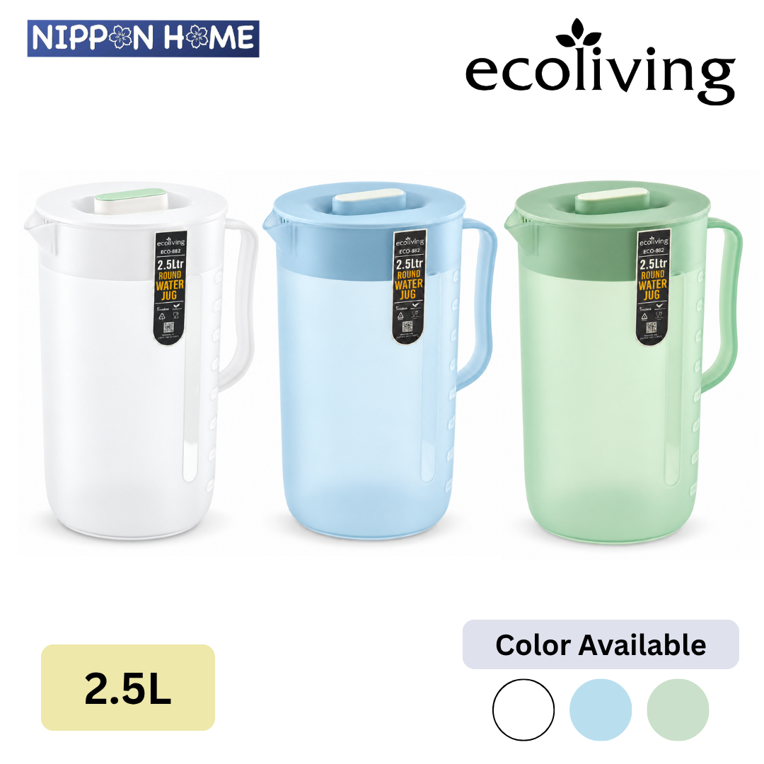 Nippon Home Eco Living 2.5L Round Water Jug W/Handle Water Juice Pitcher Drinkware