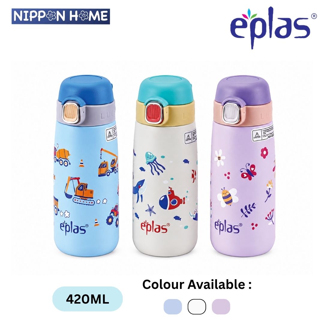 Nippon Home EPLAS 420ML Cartoon Kids Stainless Steel Thermos Flask Kids Thermos Cup with Safety Lock