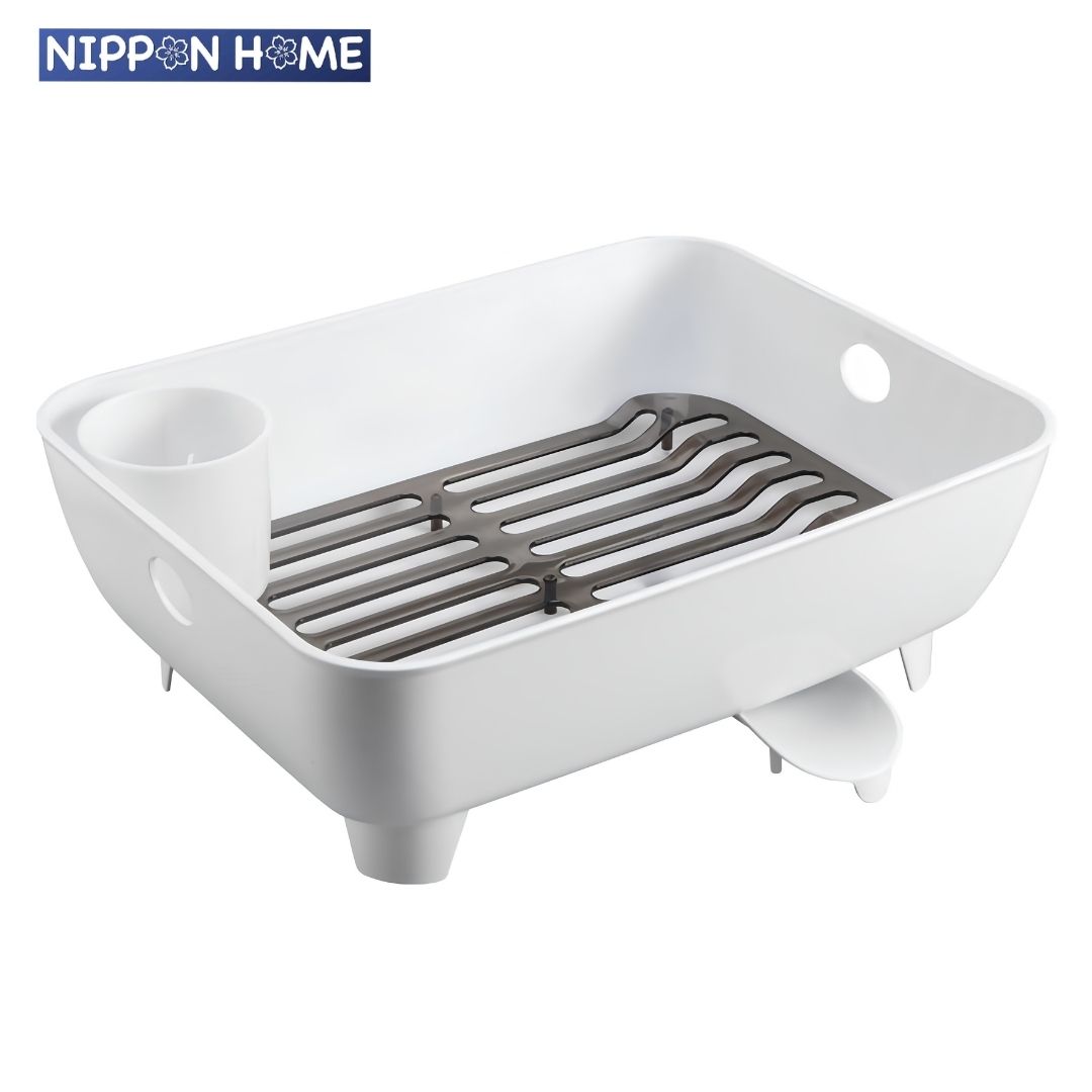 Nippon Home Dish Drainer Rack with Sponge and Utensil Holder Multi-Use Kitchen Drying Rack